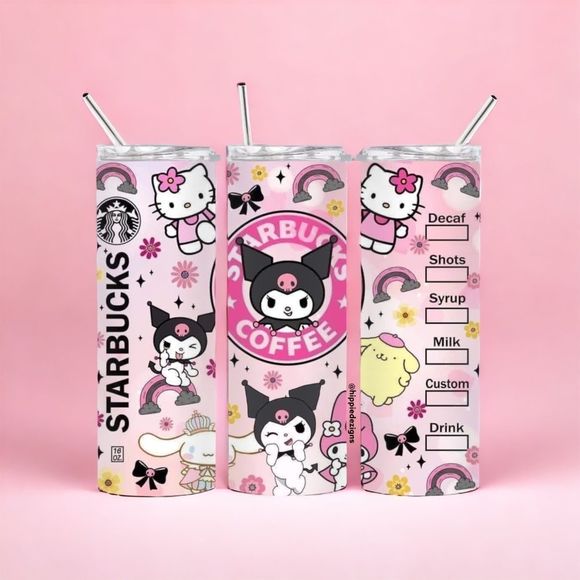 Hand Crafted Other - Hello Kitty 20oz Steel Tumbler With Lid & Straw